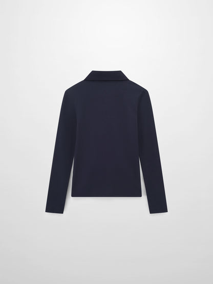 Ribbed Button Down Shirt-Navy
