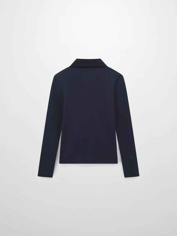Ribbed Button Down Shirt-Navy