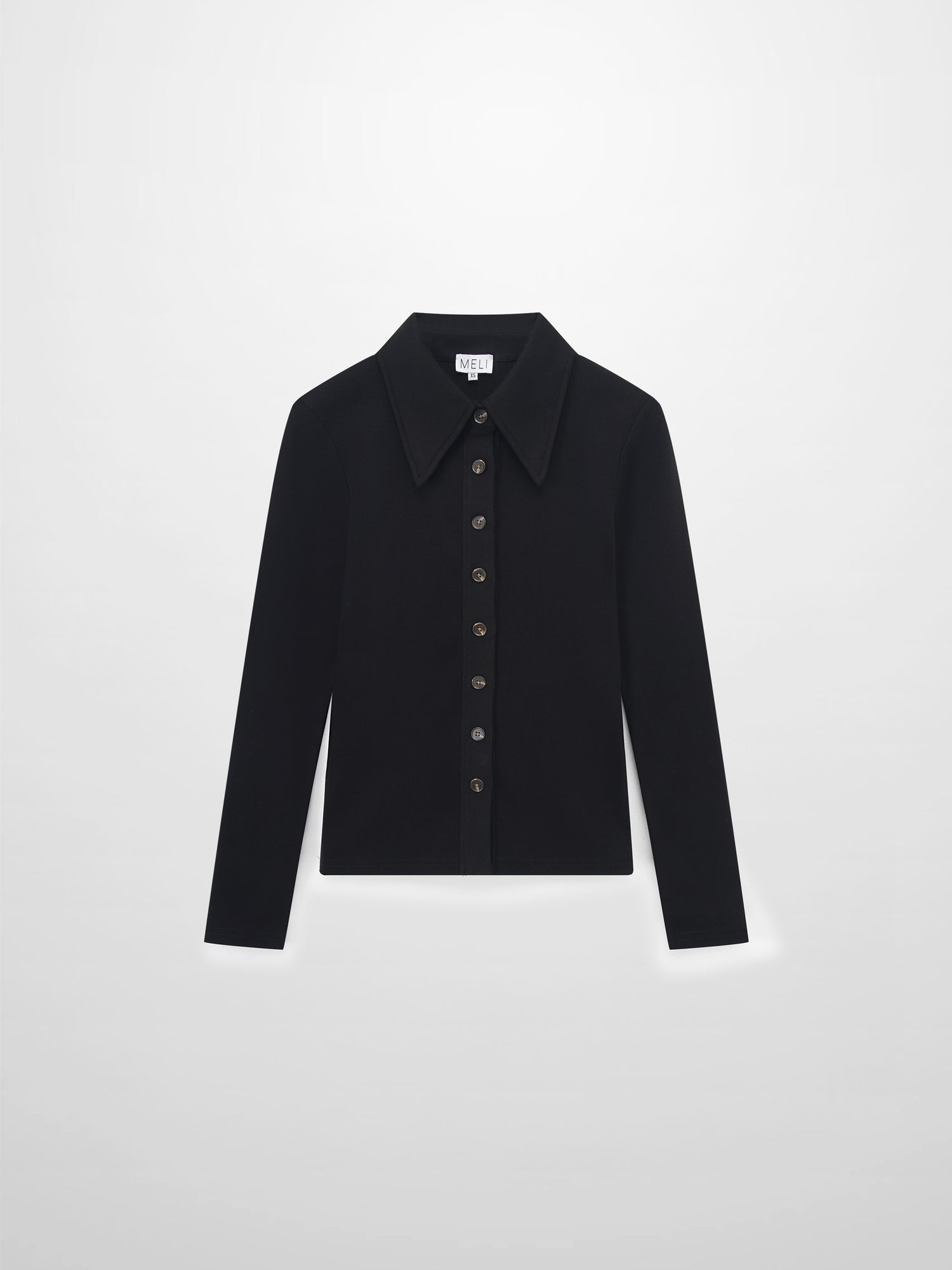 Ribbed Button Down Shirt-Black