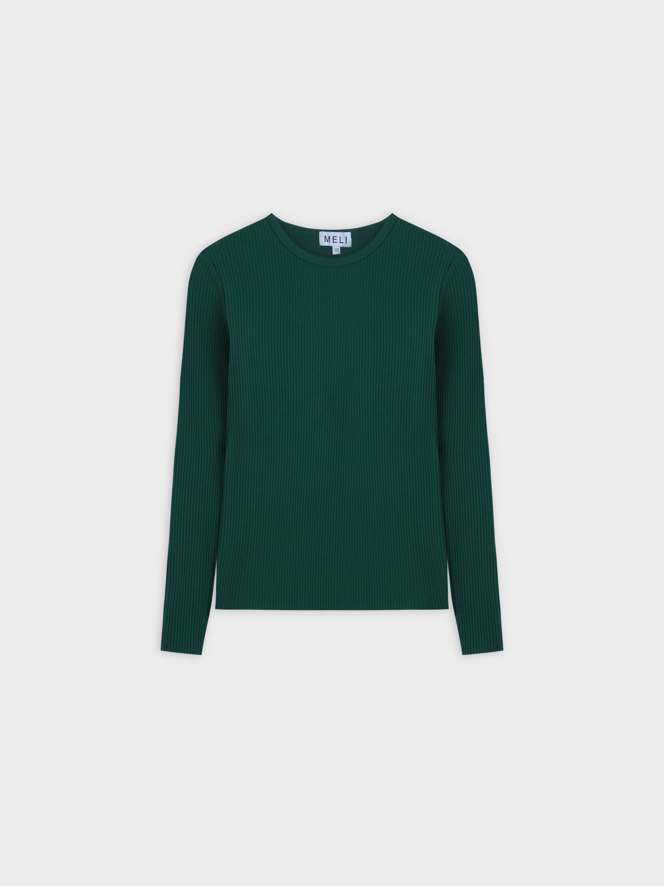 WIDE RIBBED CREW-GREEN