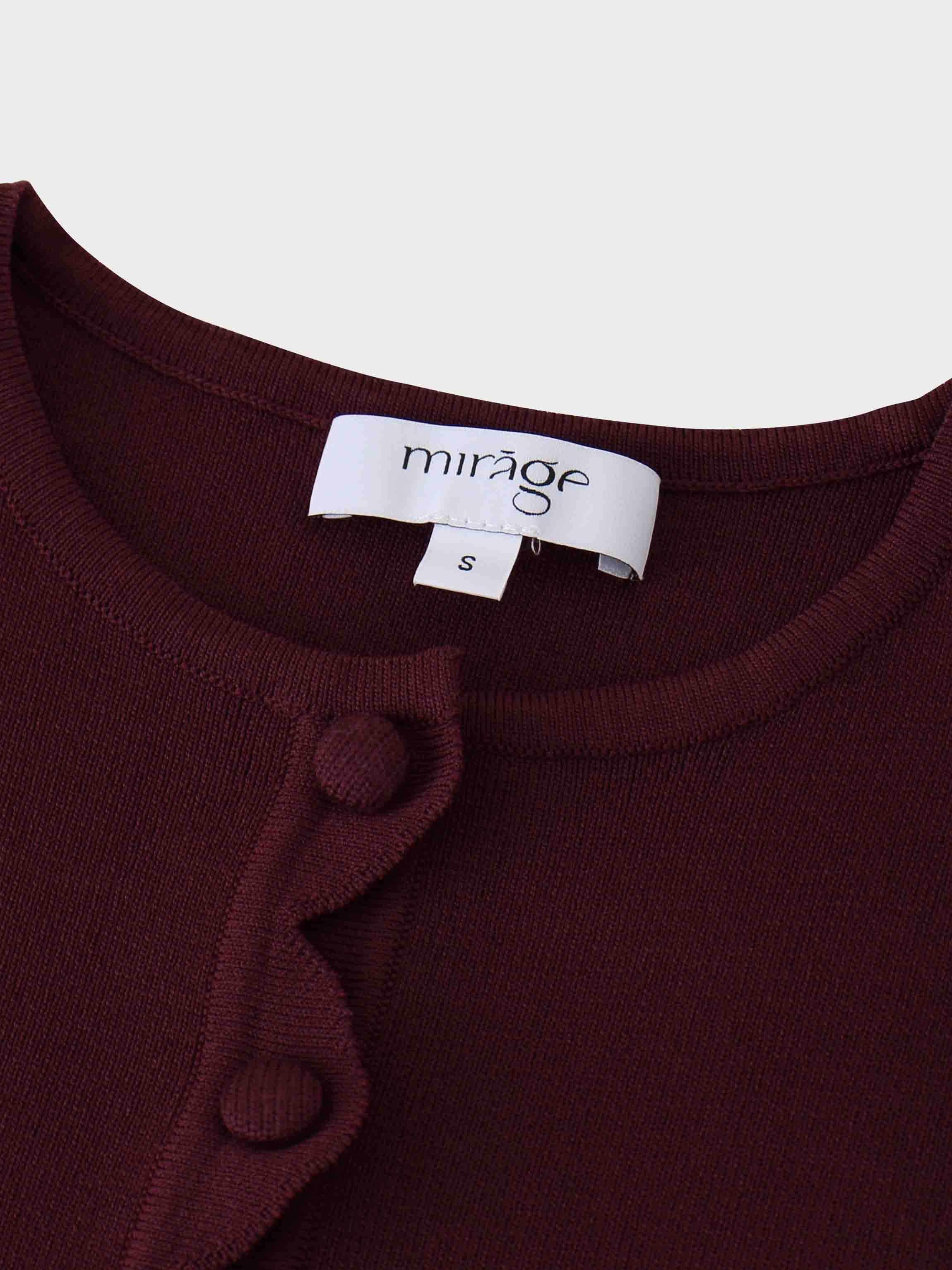 Scallop Edge Crew Cardigan-Wine