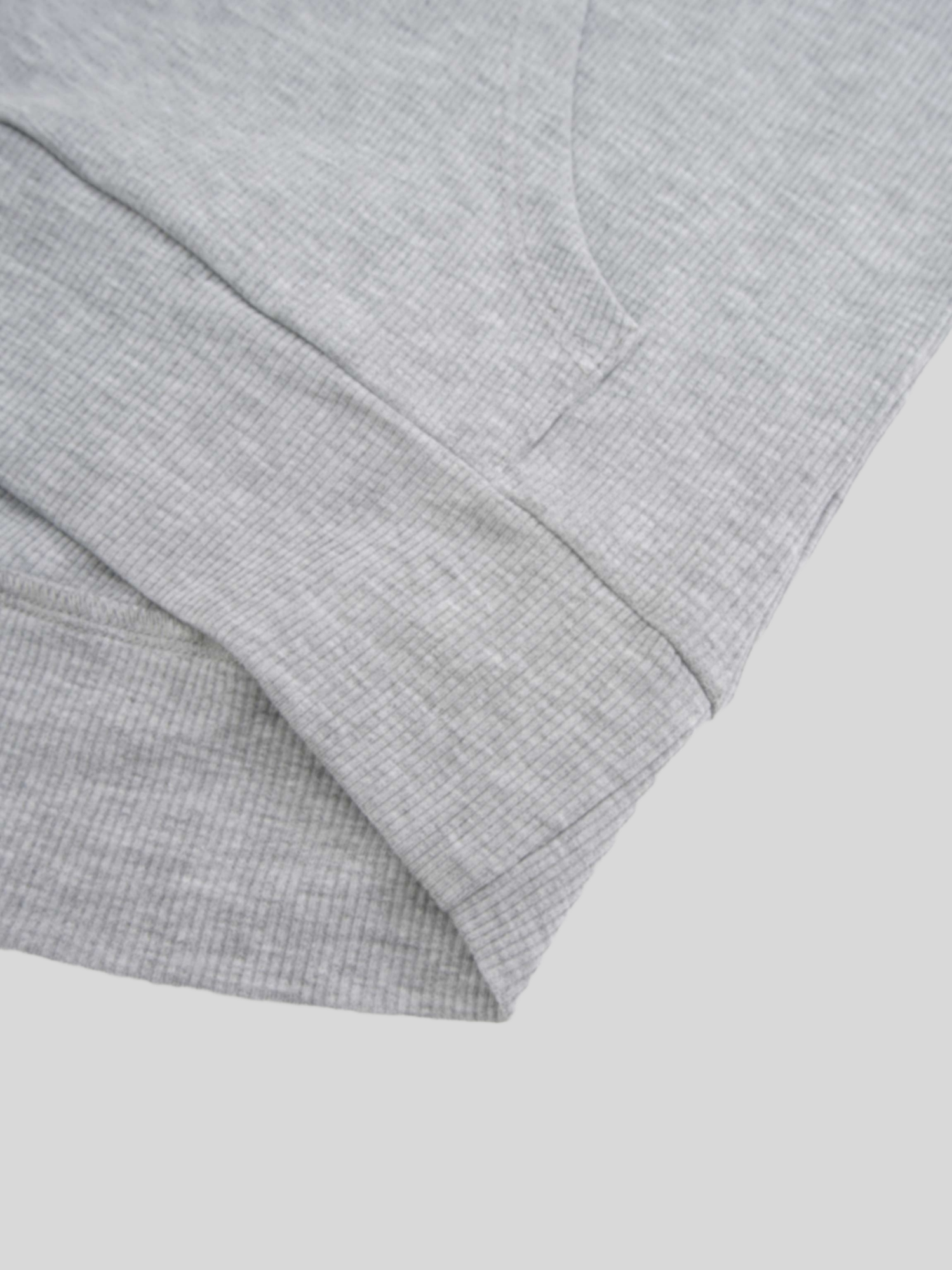 Ribbed Half Zip Hoodie Tee-Grey
