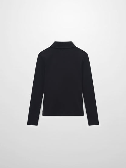 Ribbed Button Down Shirt-Black