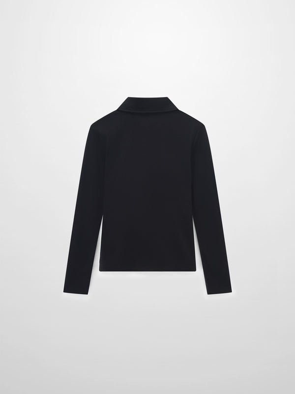 Ribbed Button Down Shirt-Black