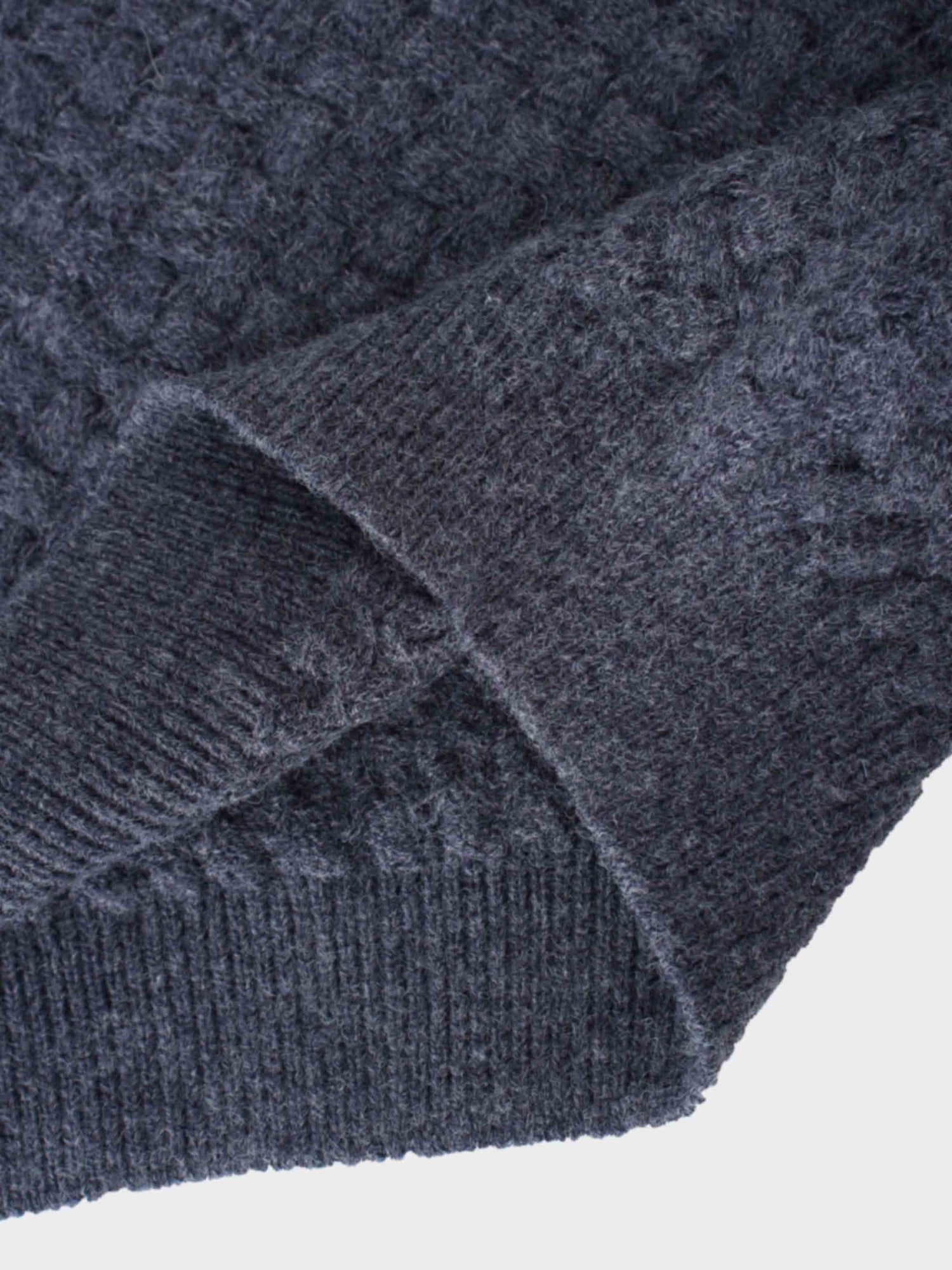 Basketweave Turtleneck Sweater-Heathered Navy