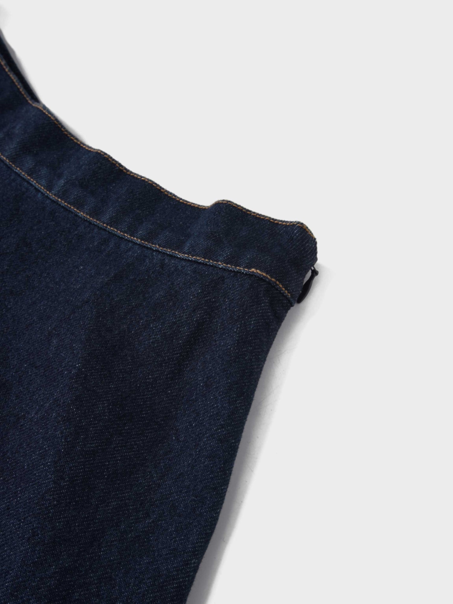 Curved Stitch Design Denim Skirt-Dark Blue