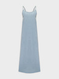 Solid Crew Neck Slip Dress-Sky Blue Denim