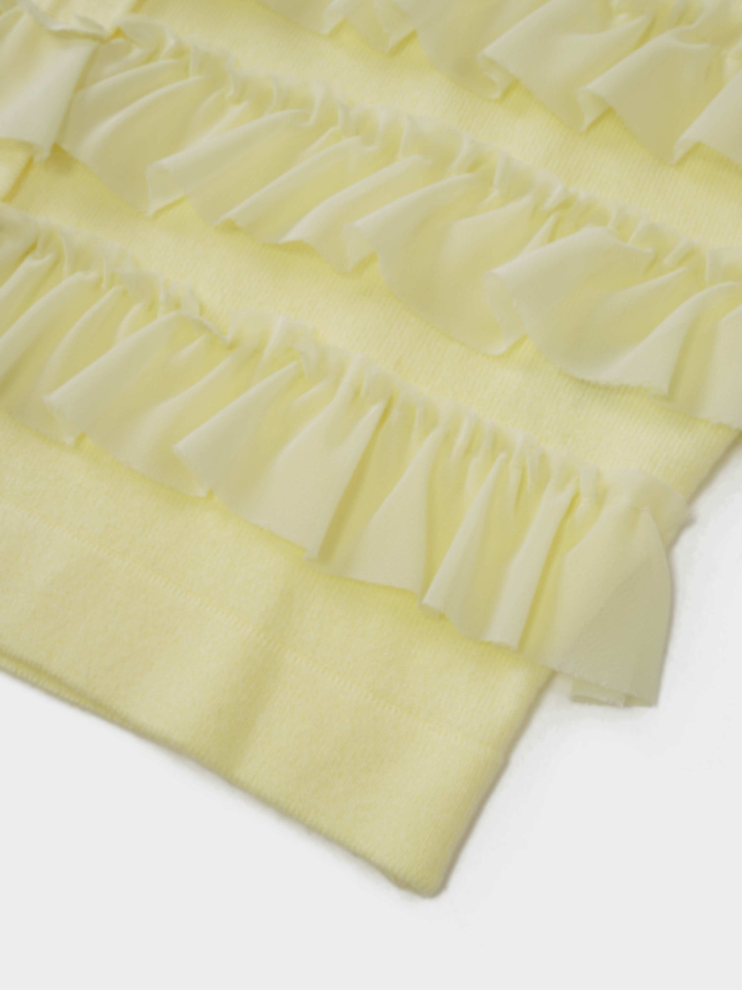 Ruffle Design Cardigan-Butter
