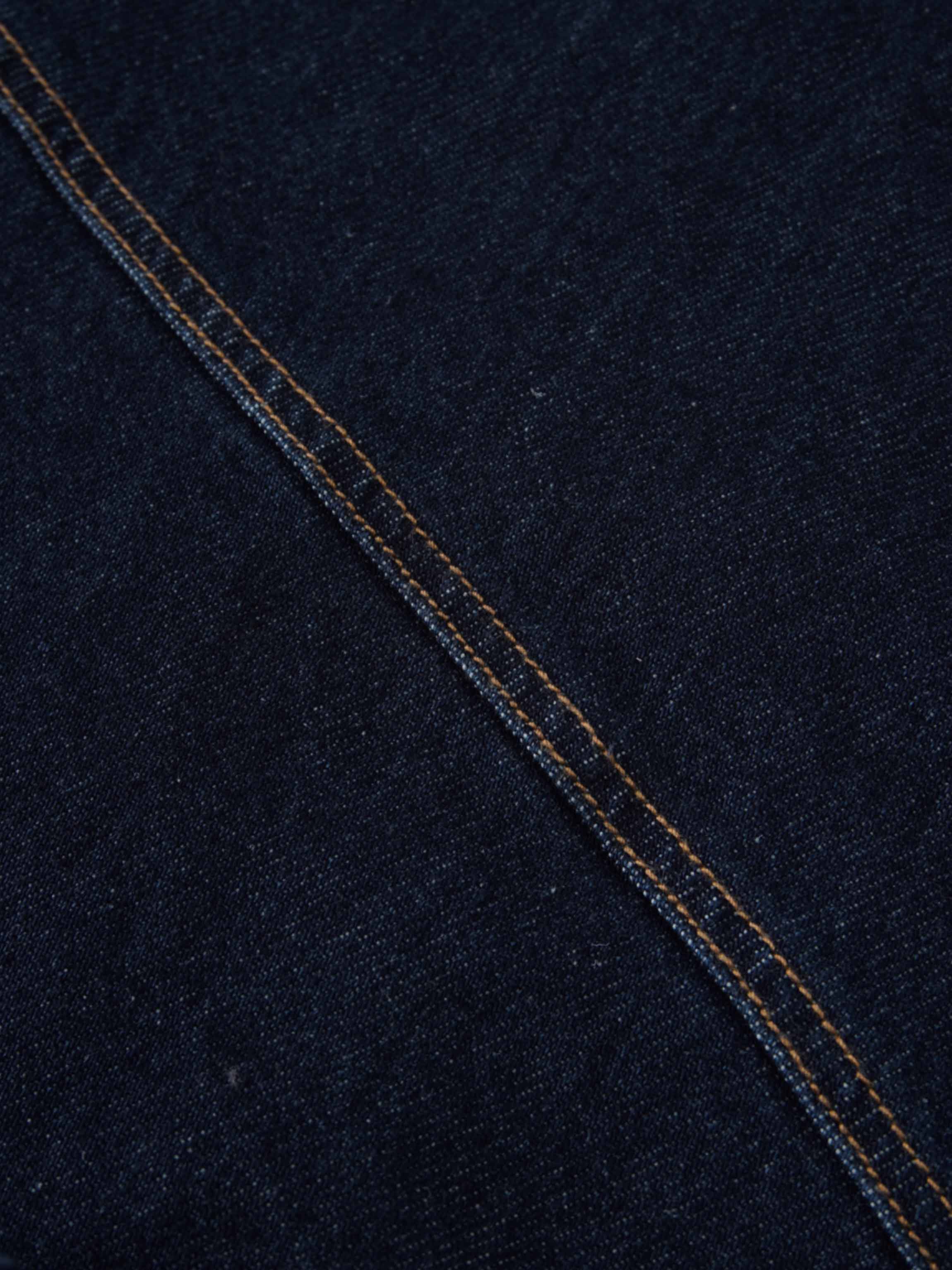 Curved Stitch Design Denim Skirt-Dark Blue