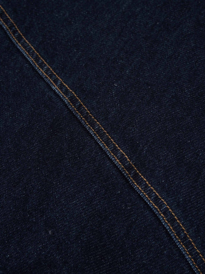 Curved Stitch Design Denim Skirt-Dark Blue