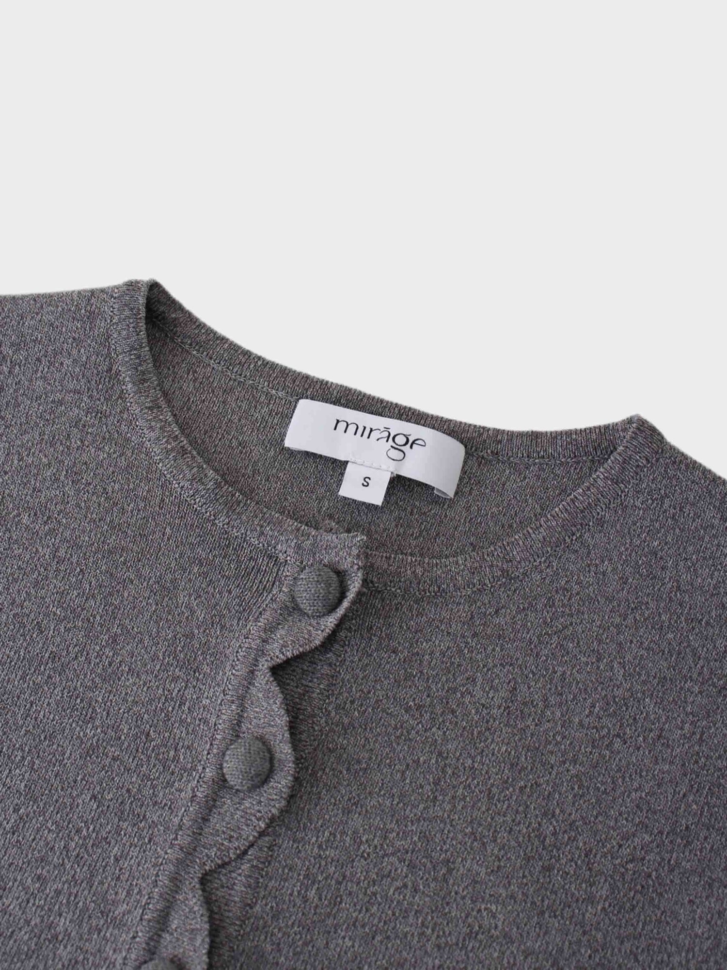 Scallop Edge Crew Cardigan-Heather Grey