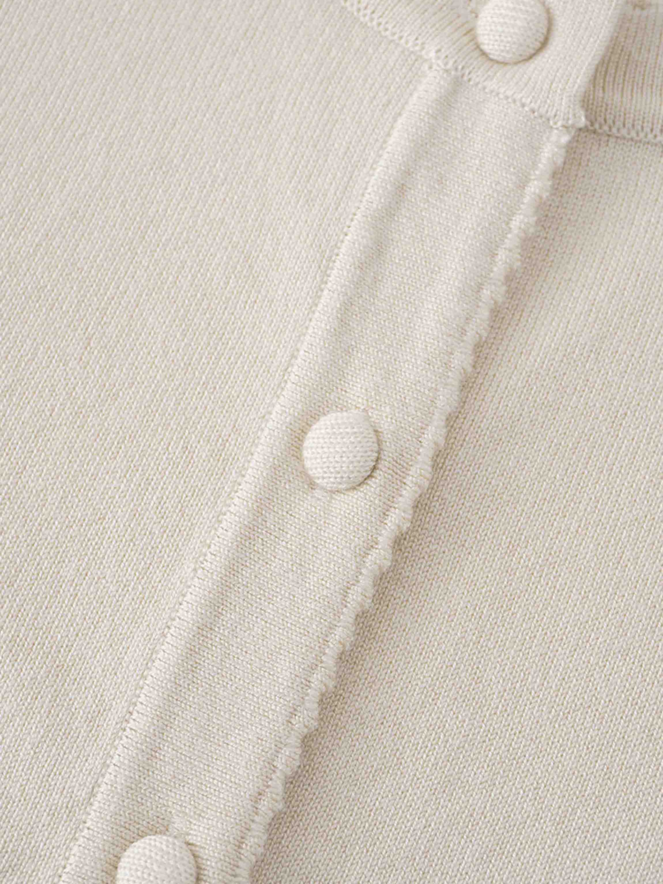 Trim Detail Crew Crop Cardigan-Cream