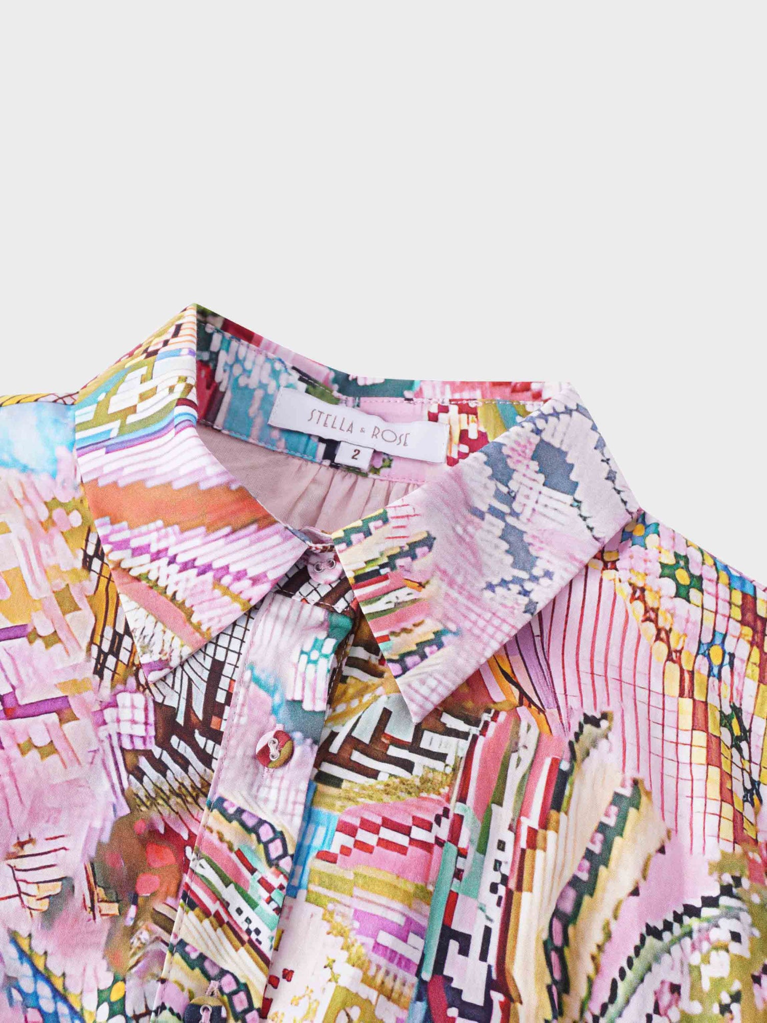 Printed Cotton Belted Shirtdress-Kaleidoscope