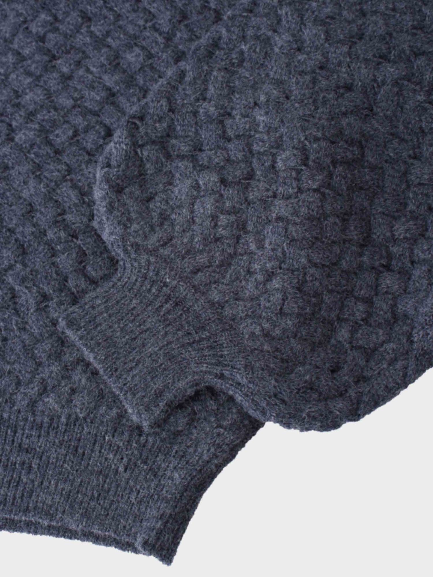 Basketweave Turtleneck Sweater-Heathered Navy