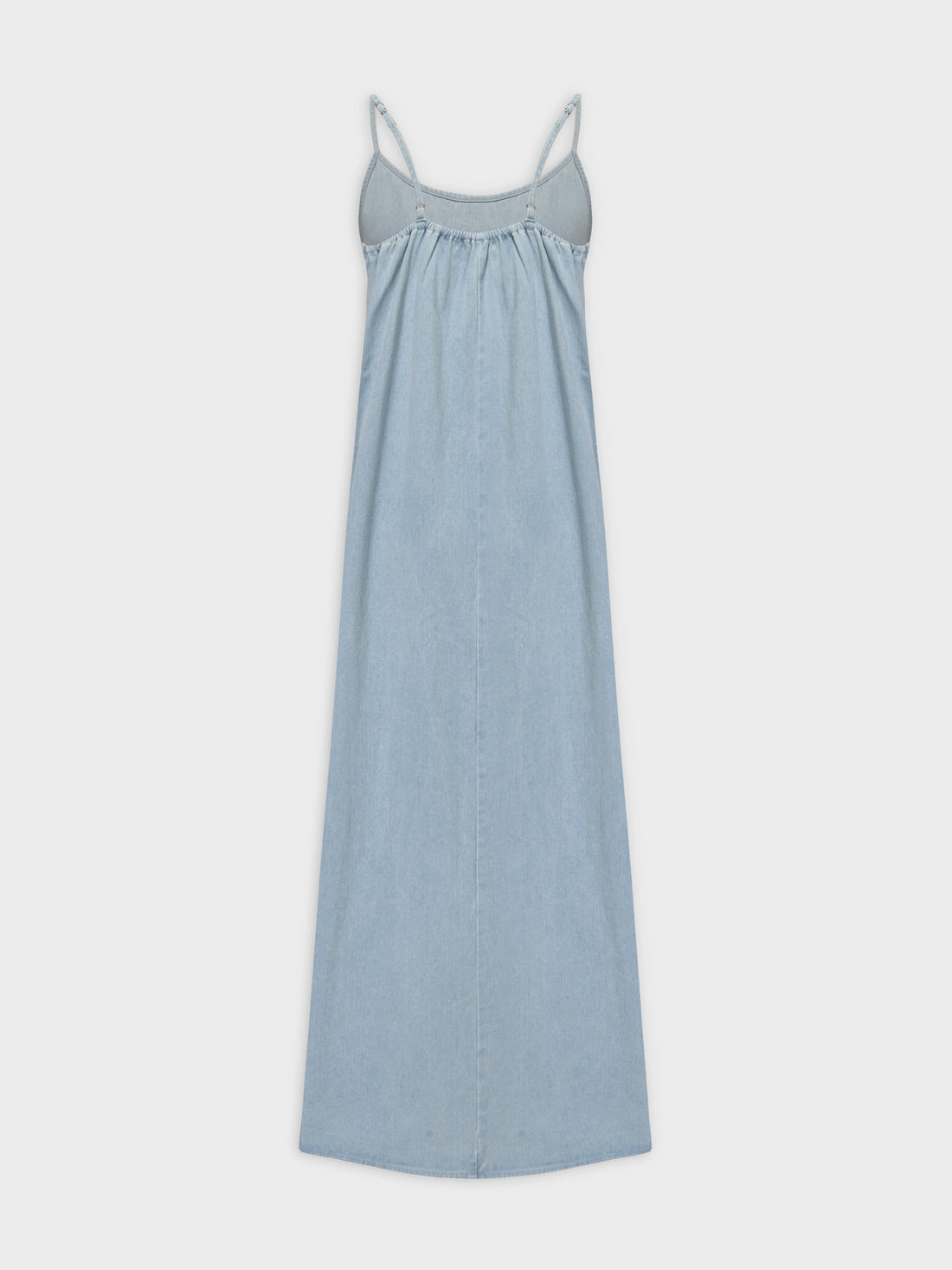 Solid Crew Neck Slip Dress-Sky Blue Denim