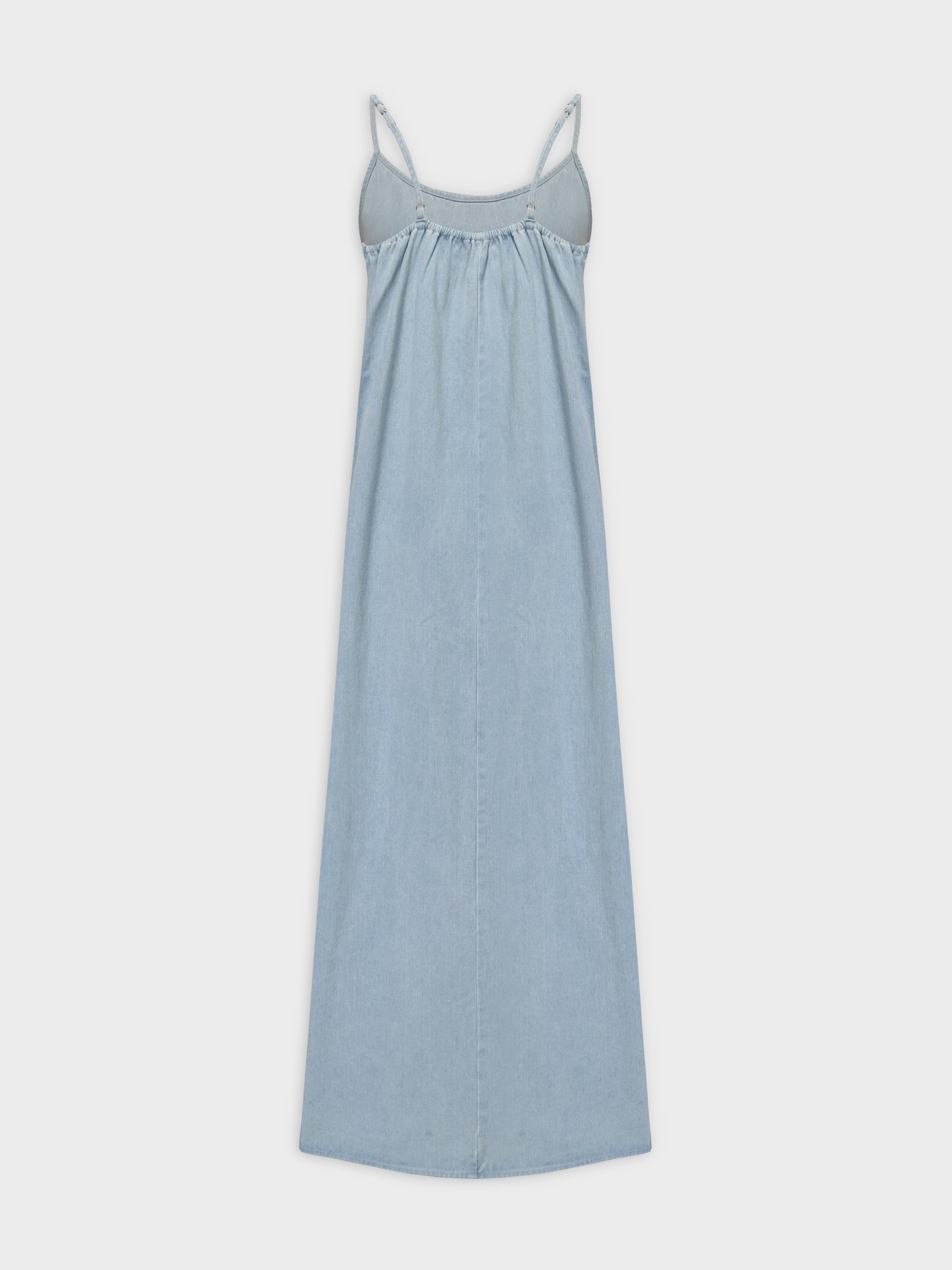 Vestido lencero con cuello redondo-Denim azul cielo