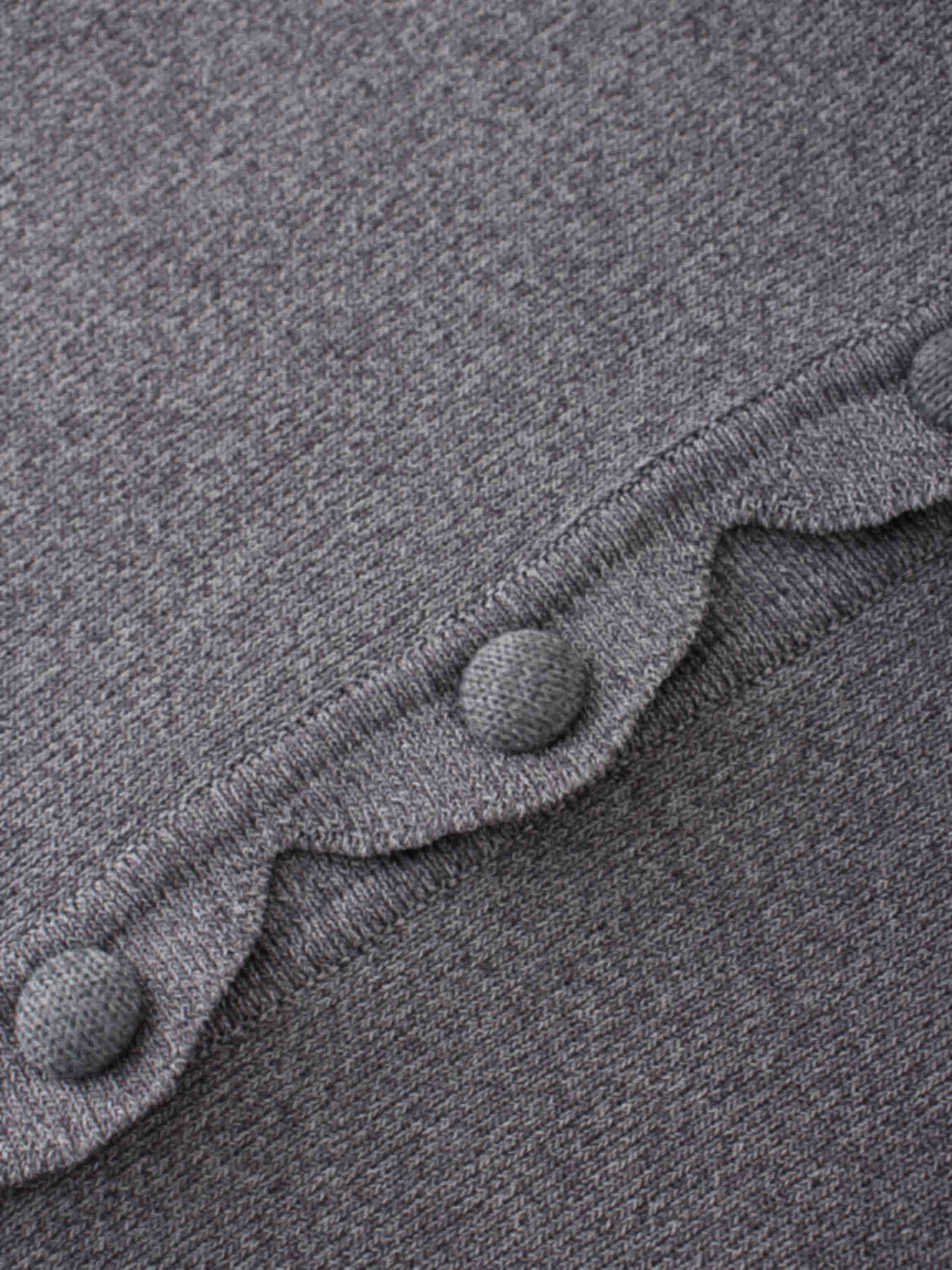 Scallop Edge Crew Cardigan-Heather Grey