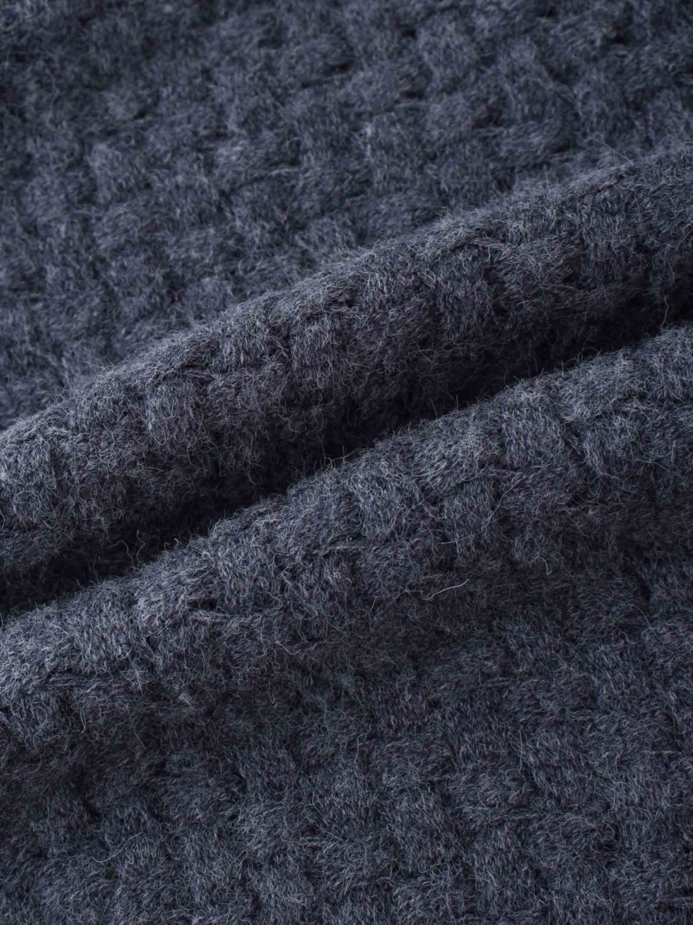 Basketweave Turtleneck Sweater-Heathered Navy