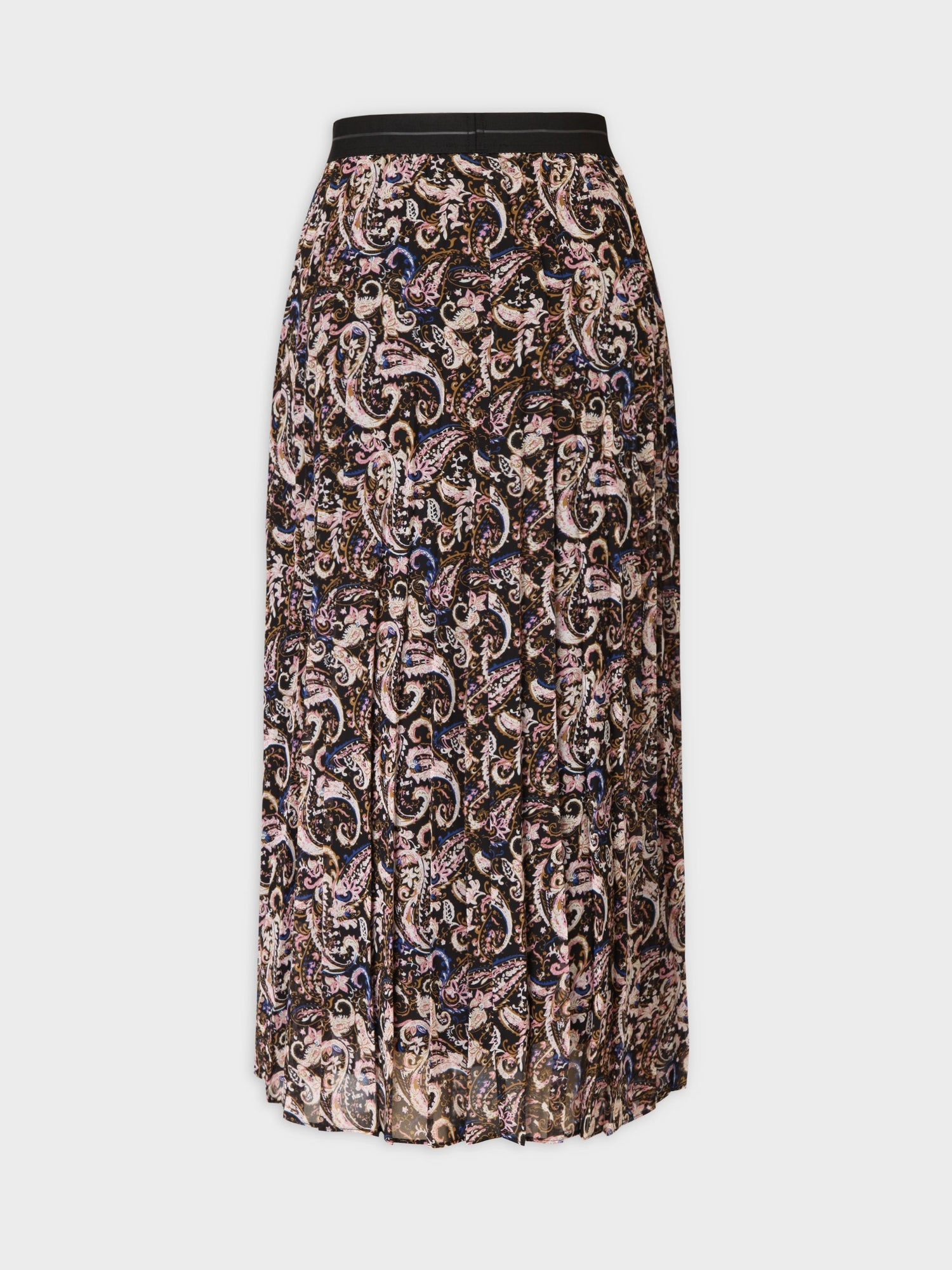 Printed Pleated Skirt 37&quot;-Colored Paisley