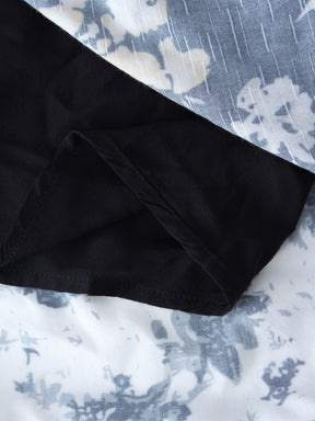 MIX PATTERN DRESS-BLACK WHITE FLORAL