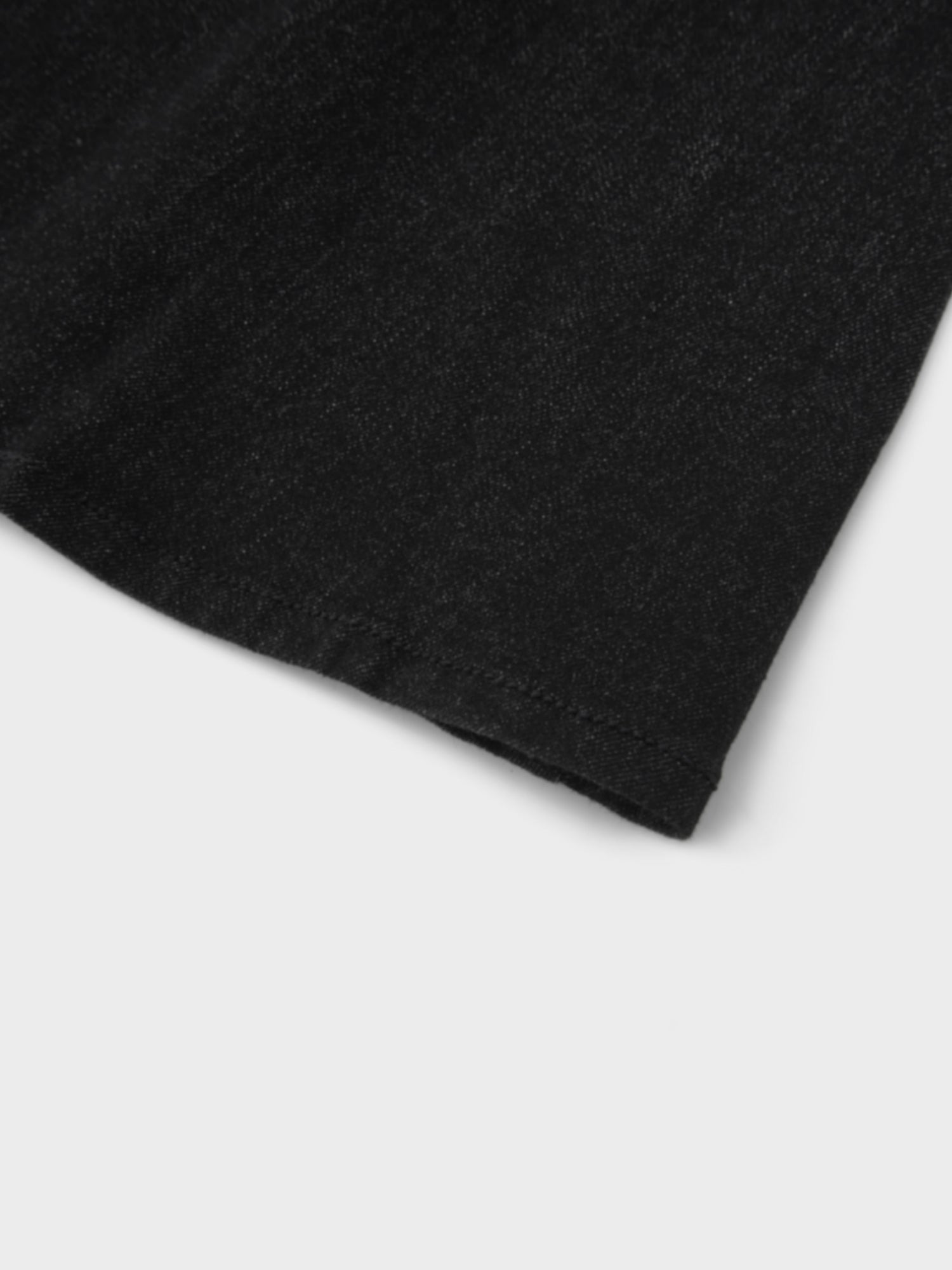 Washed Curved Yoke Denim Skirt-Black