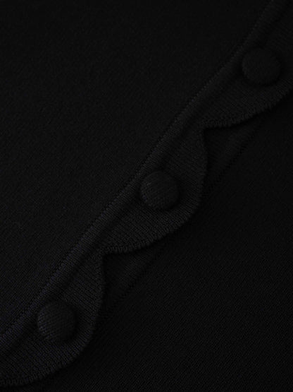Scallop Edge Crew Cardigan SHORT-Black