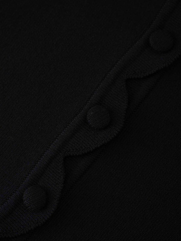Scallop Edge Crew Cardigan SHORT-Black