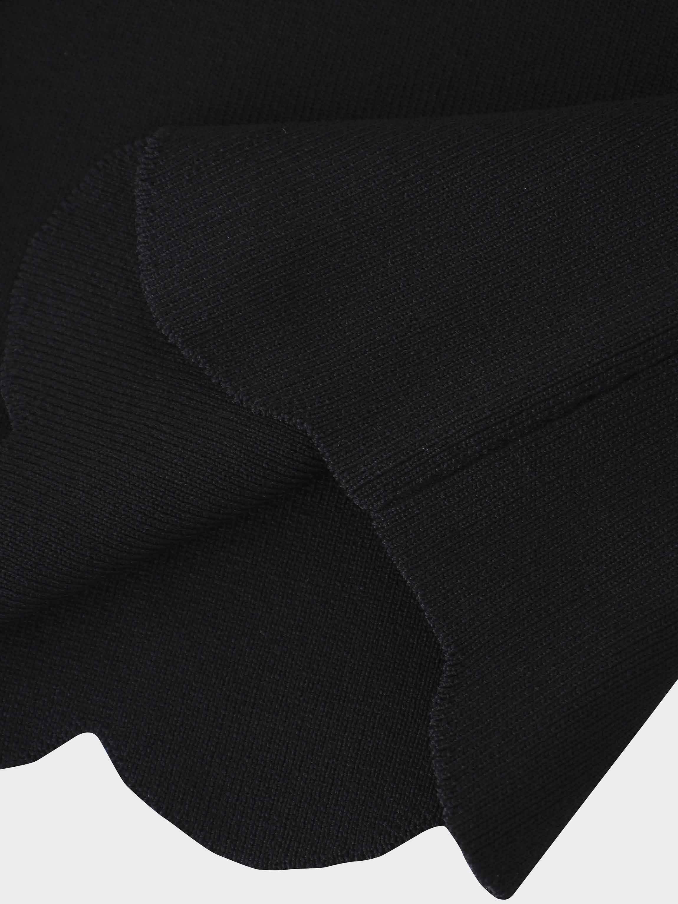 Scallop Edge Crew Cardigan-Black