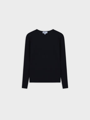 WIDE RIBBED CREW-BLACK
