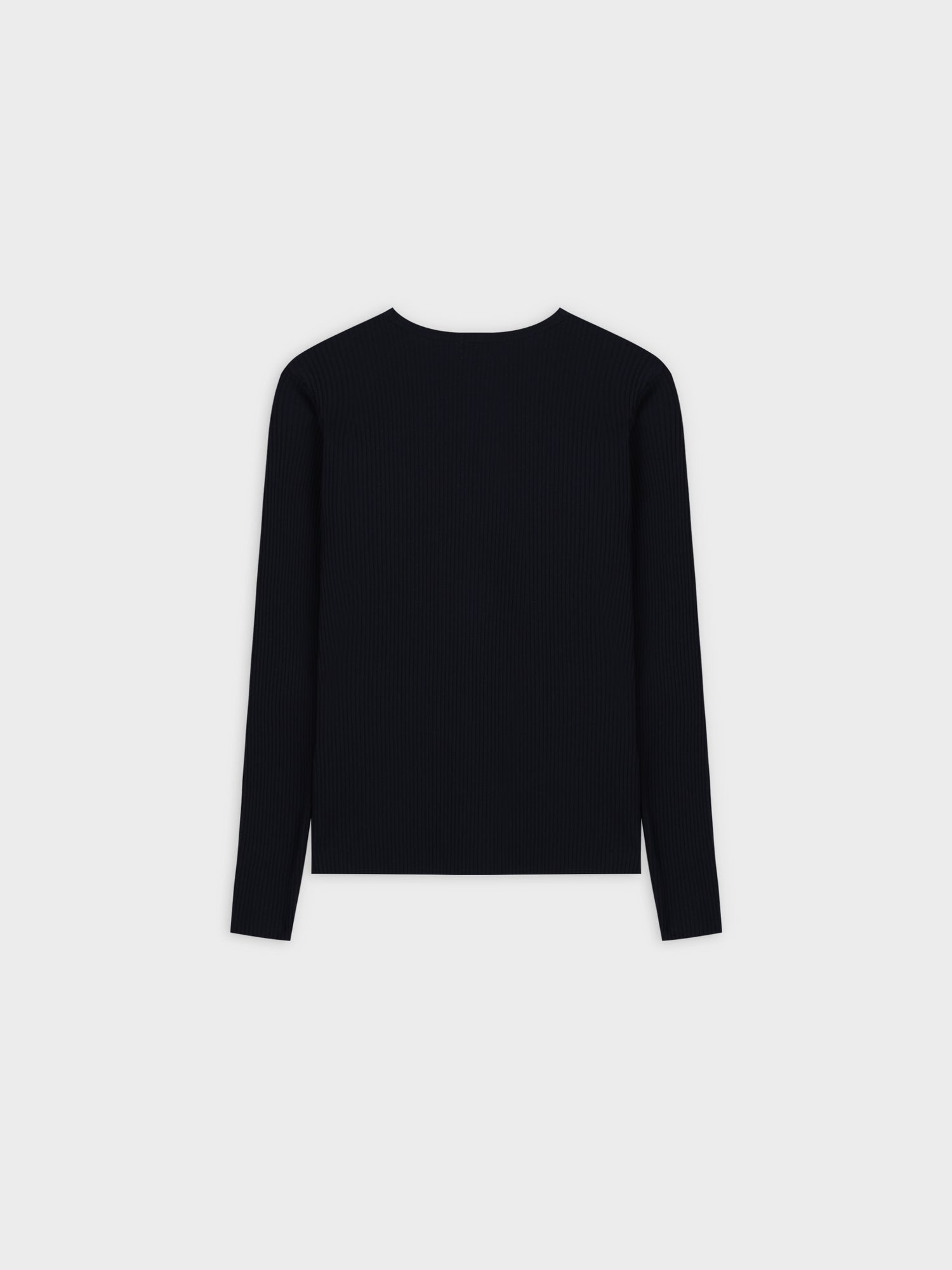 WIDE RIBBED CREW-BLACK