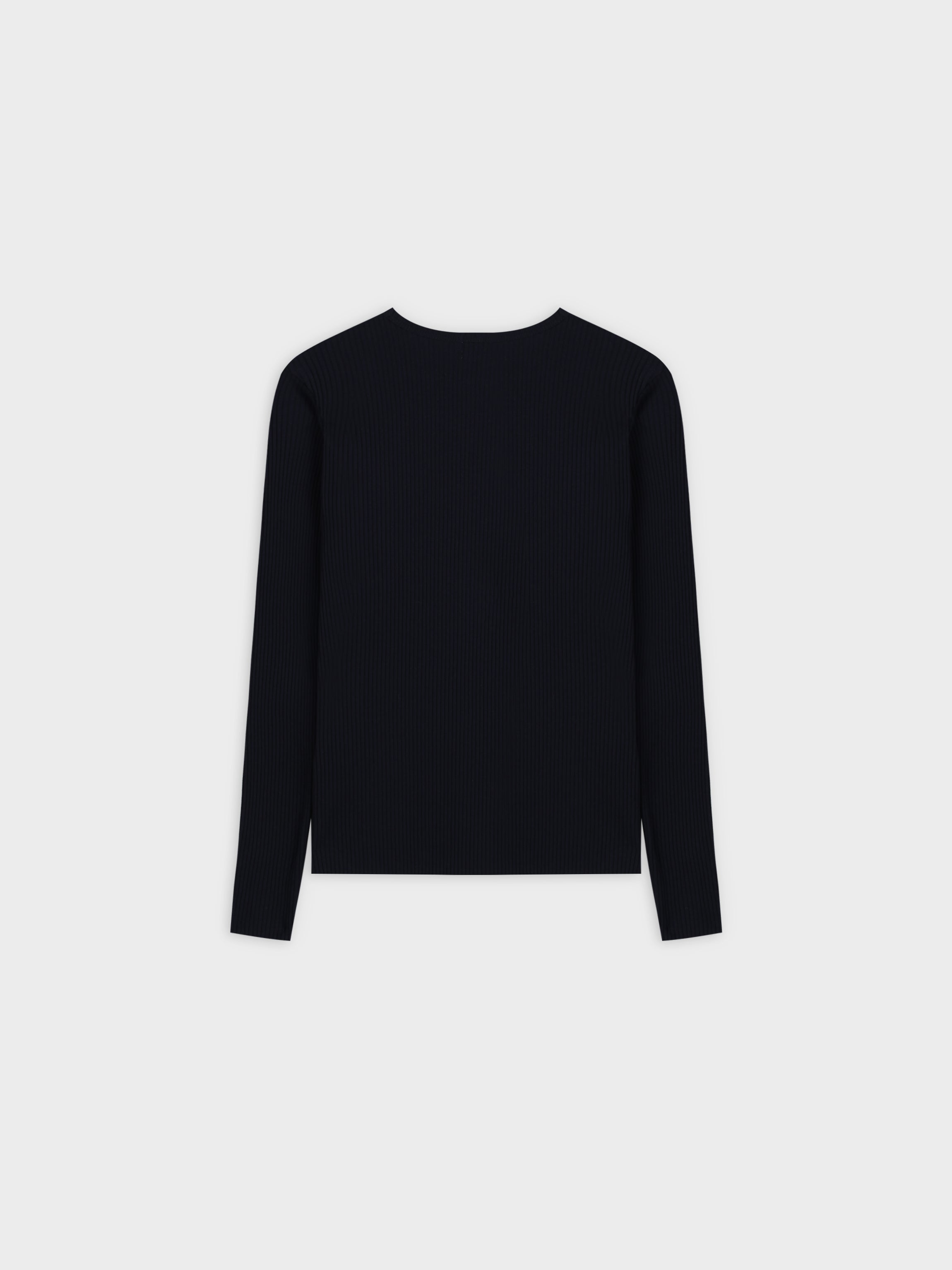 WIDE RIBBED CREW-BLACK