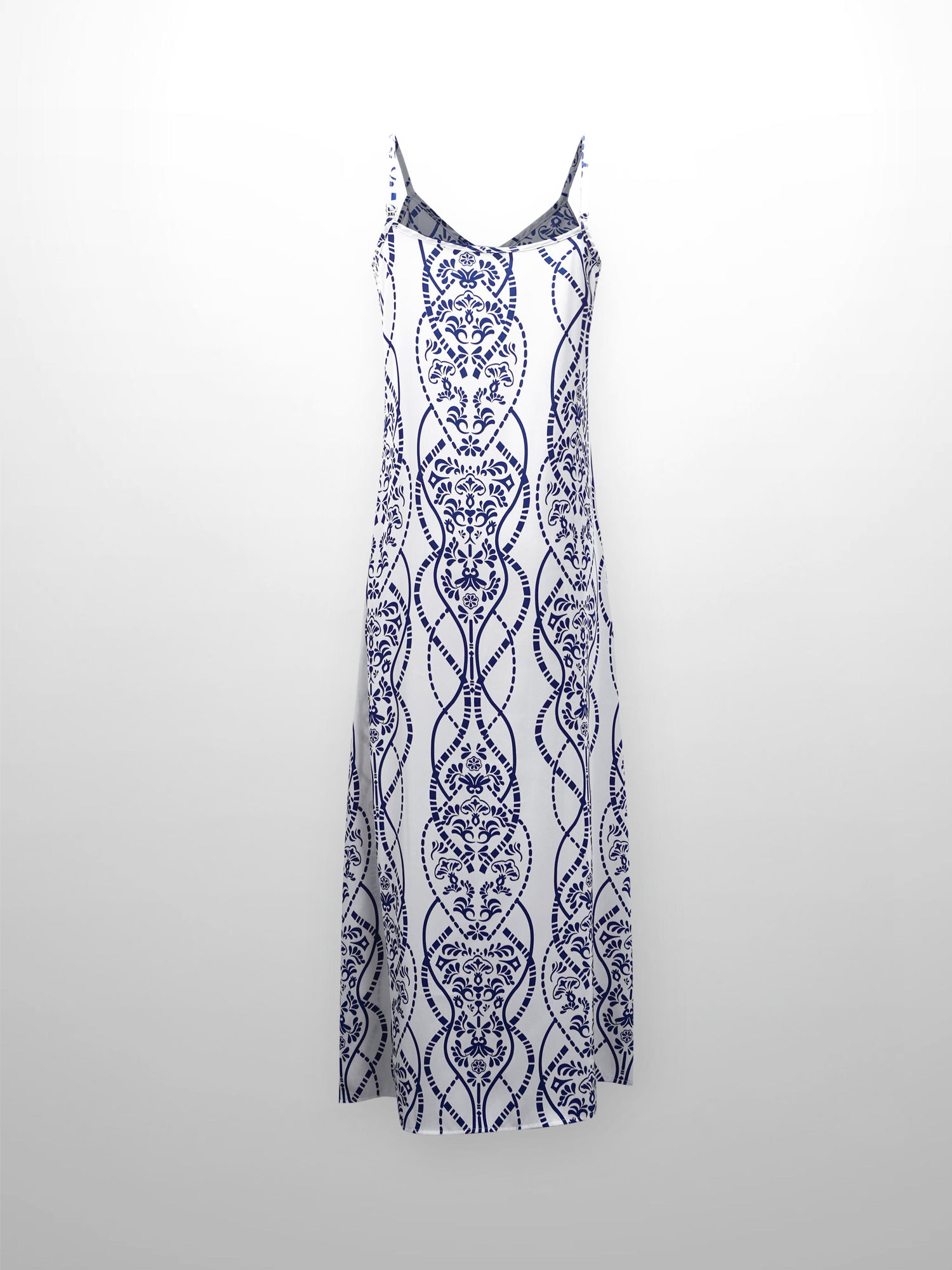 A-Line V Neck Slip Dress-Medallion Floral