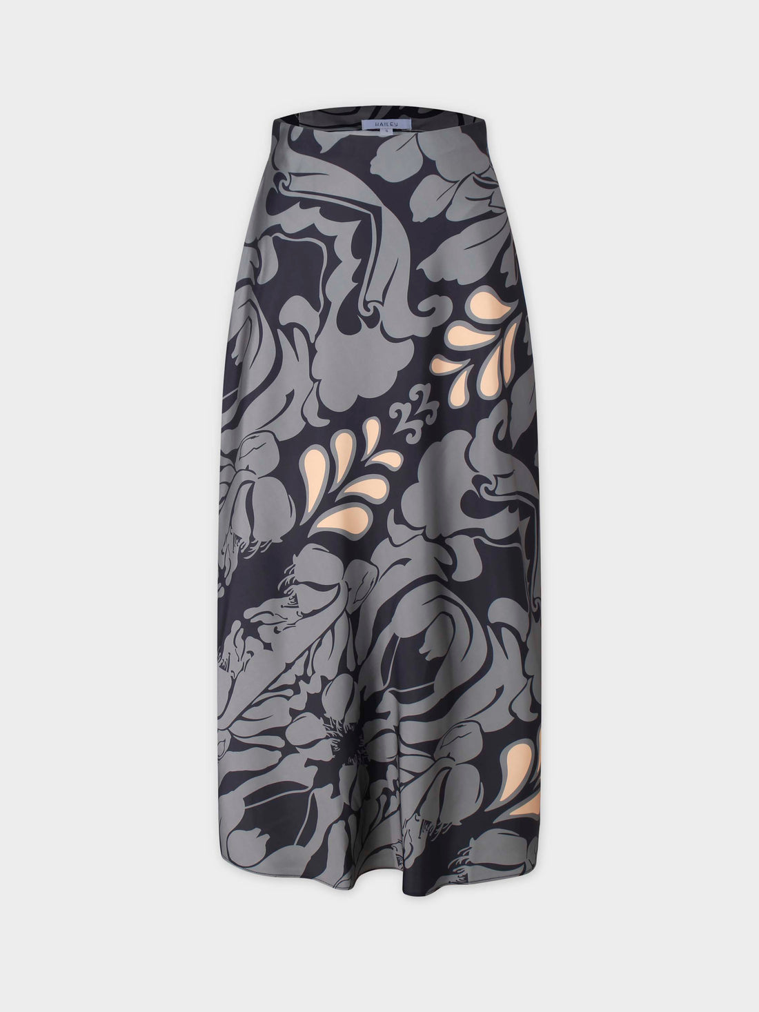 Printed Satin Slip Skirt-Taupe Floral