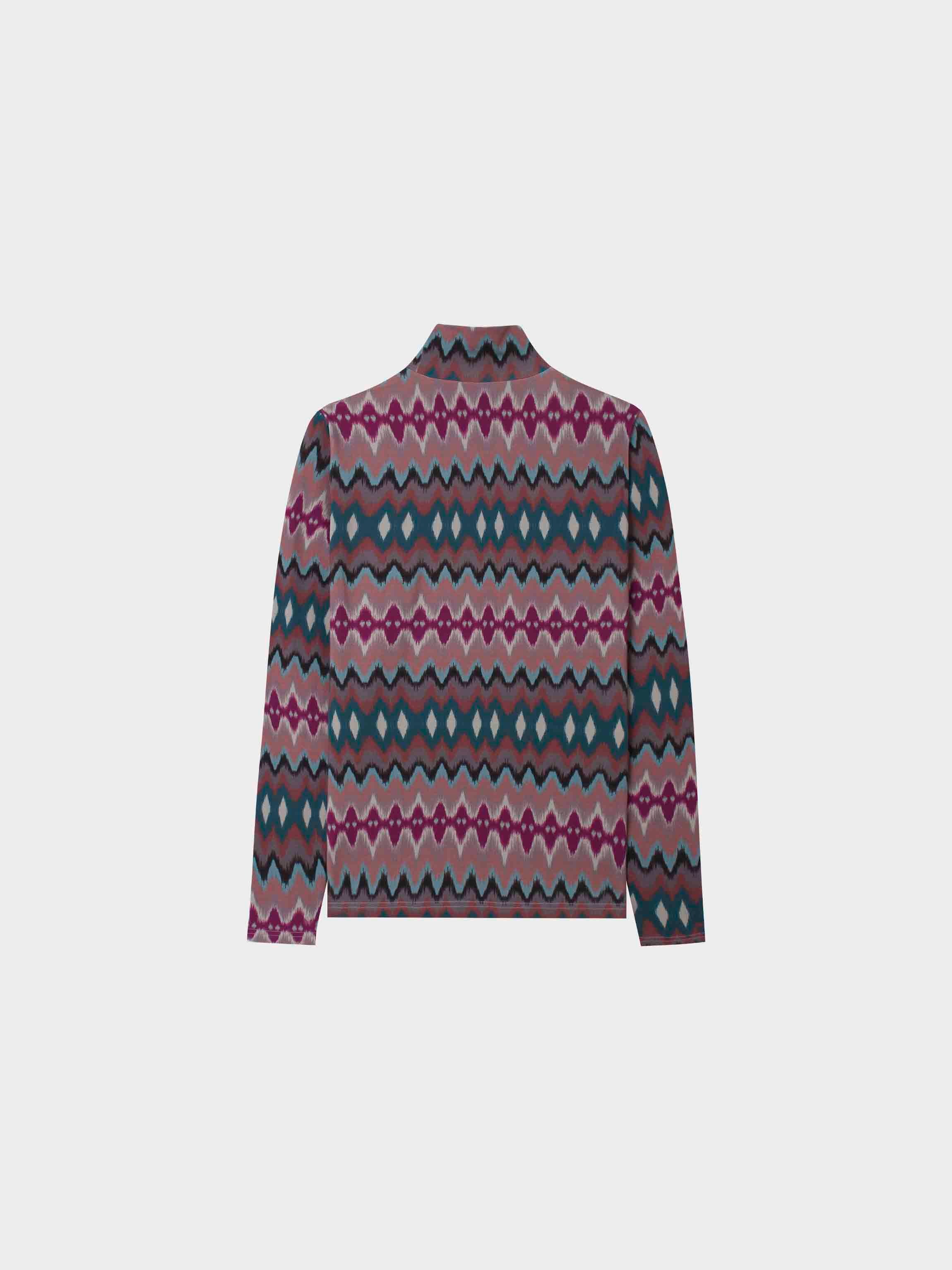 Printed Modal Turtleneck-Multi Colored Aztec