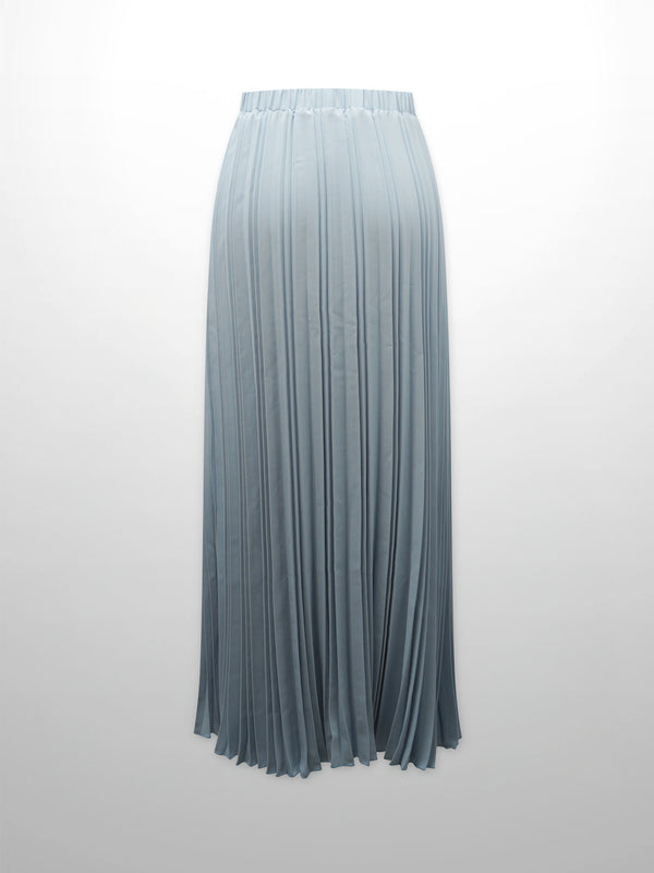 Crepe Pleated Maxi Skirt-Light Blue