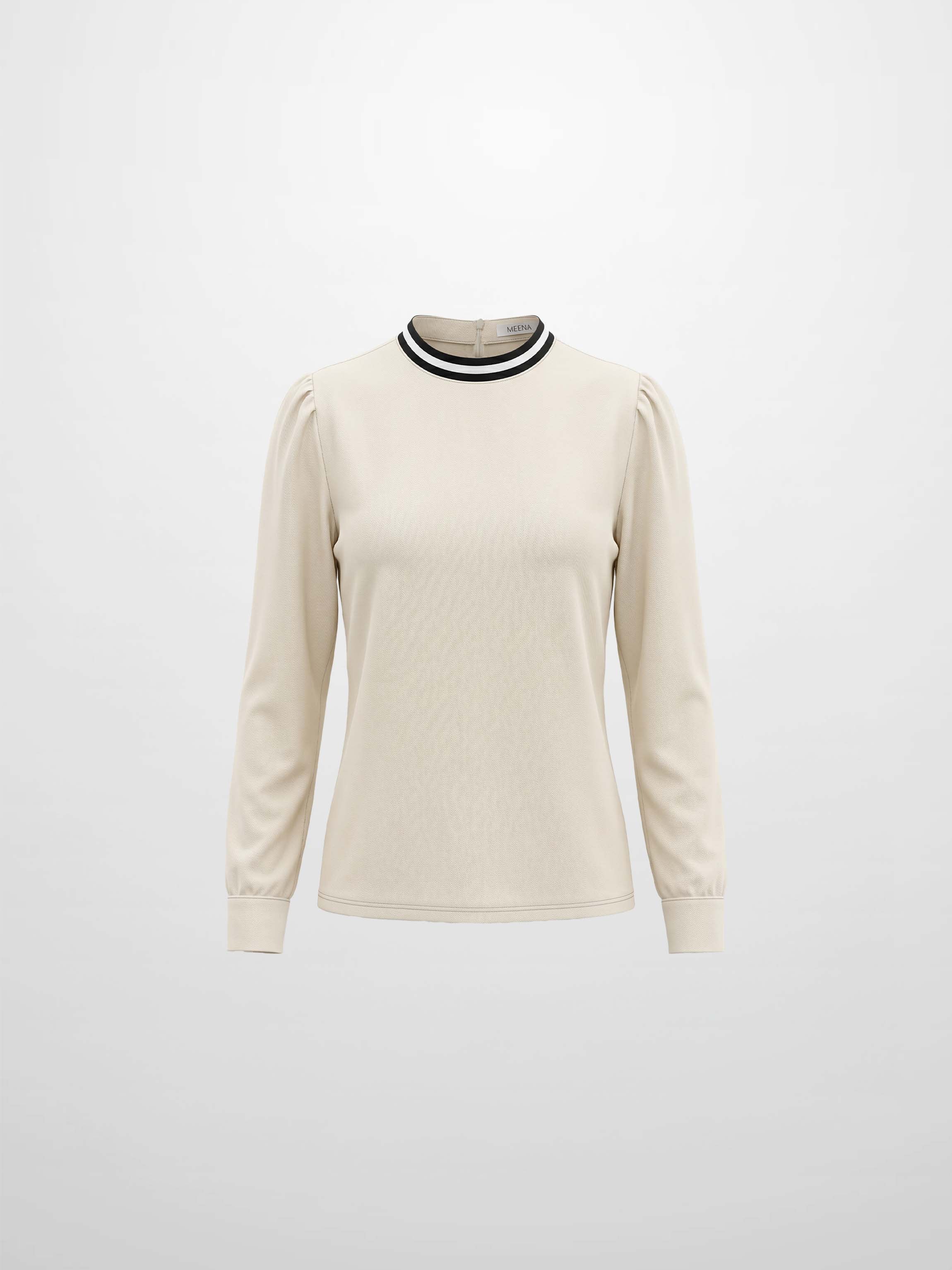 Velvet Trim Blouse - Cream