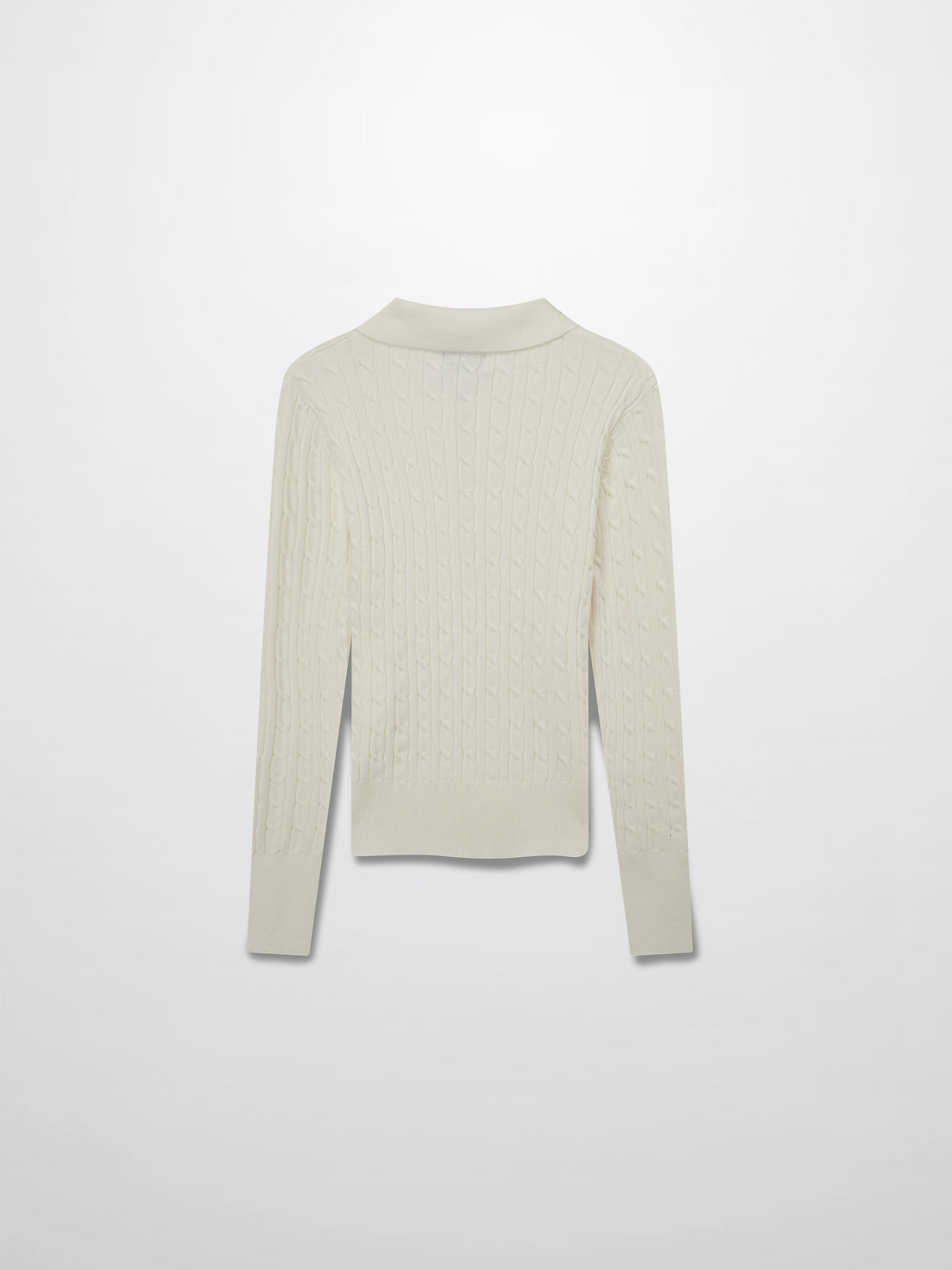 Leather Pull Half Zip Cable Polo-Ivory
