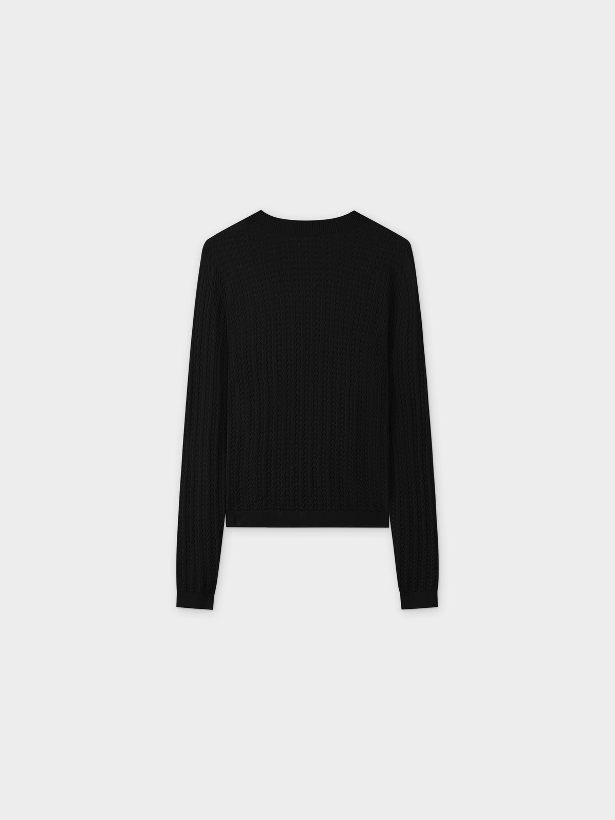 Pointelle Knit Sweater-Black