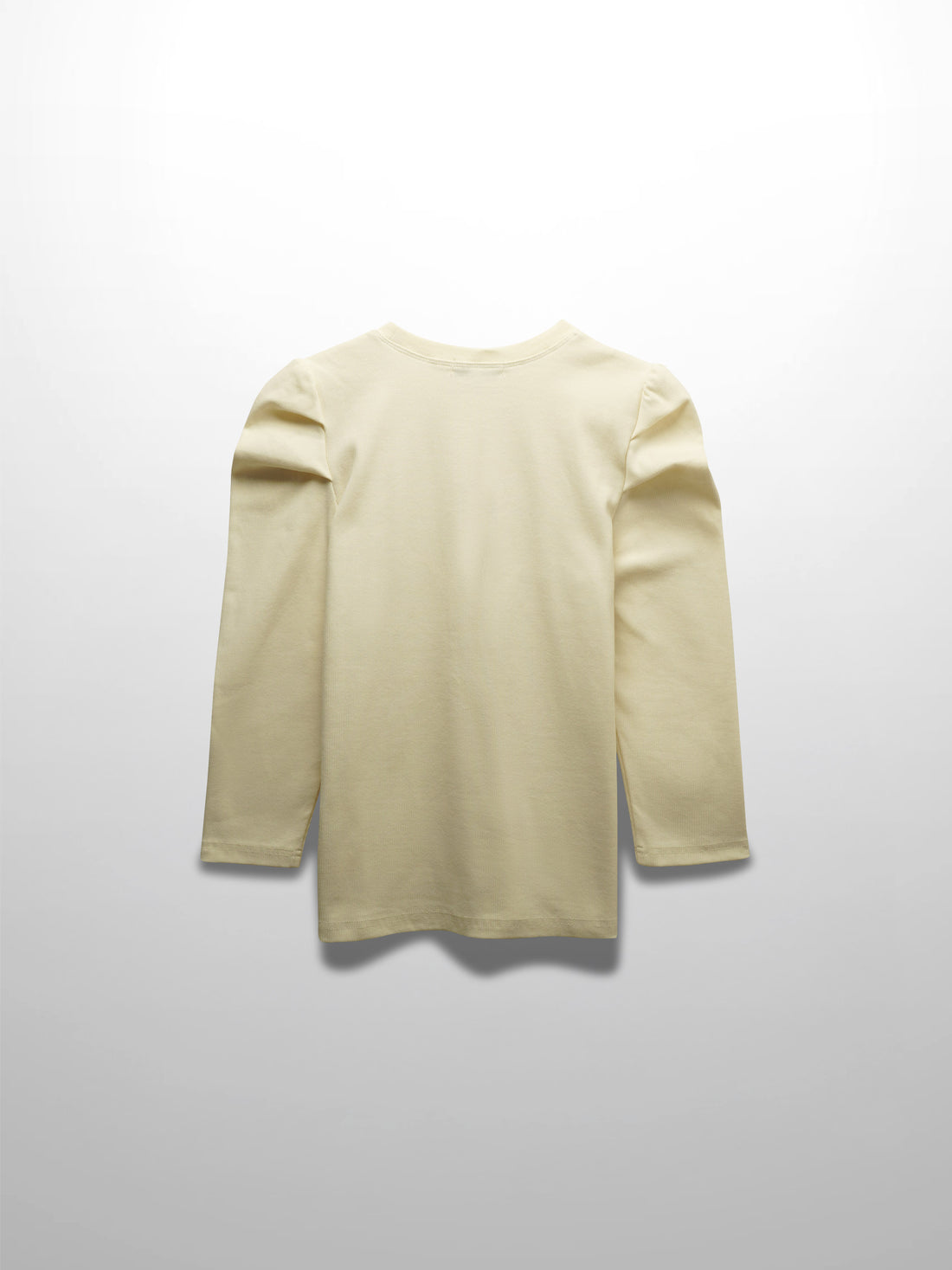 Ribbed Crew Neck Puff Sleeve Top-Ivory