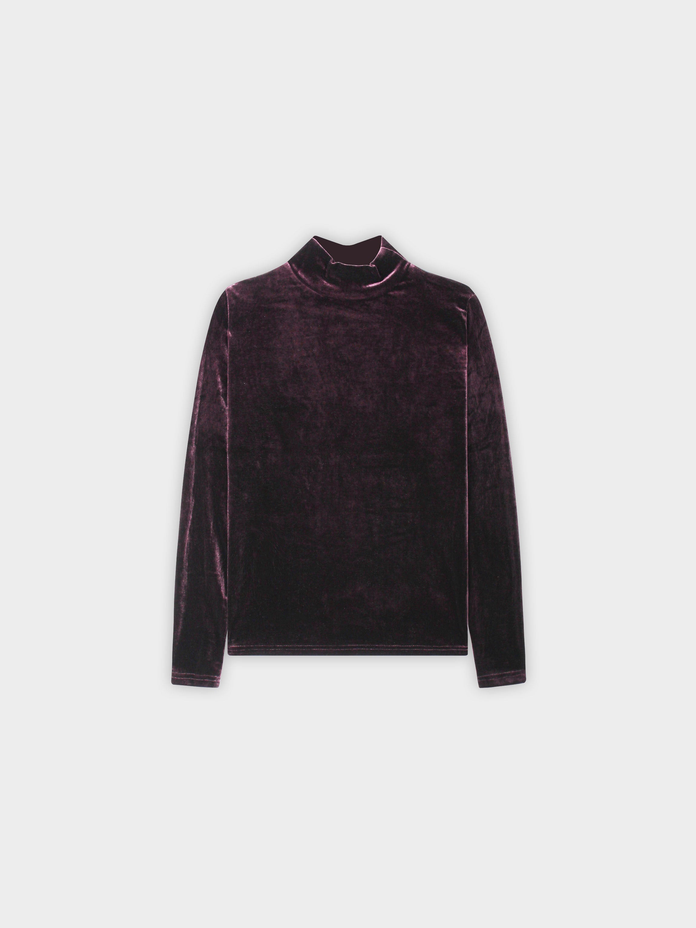 Velour Mock Neck Turtleneck-Brown