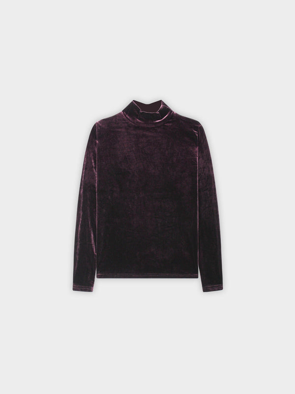 Brown Velour Mock Neck Turtleneck