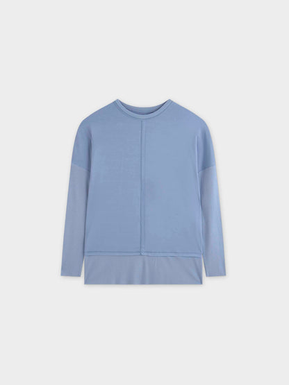 RIBBED BOTTOM T-SHIRT-LIGHT BLUE
