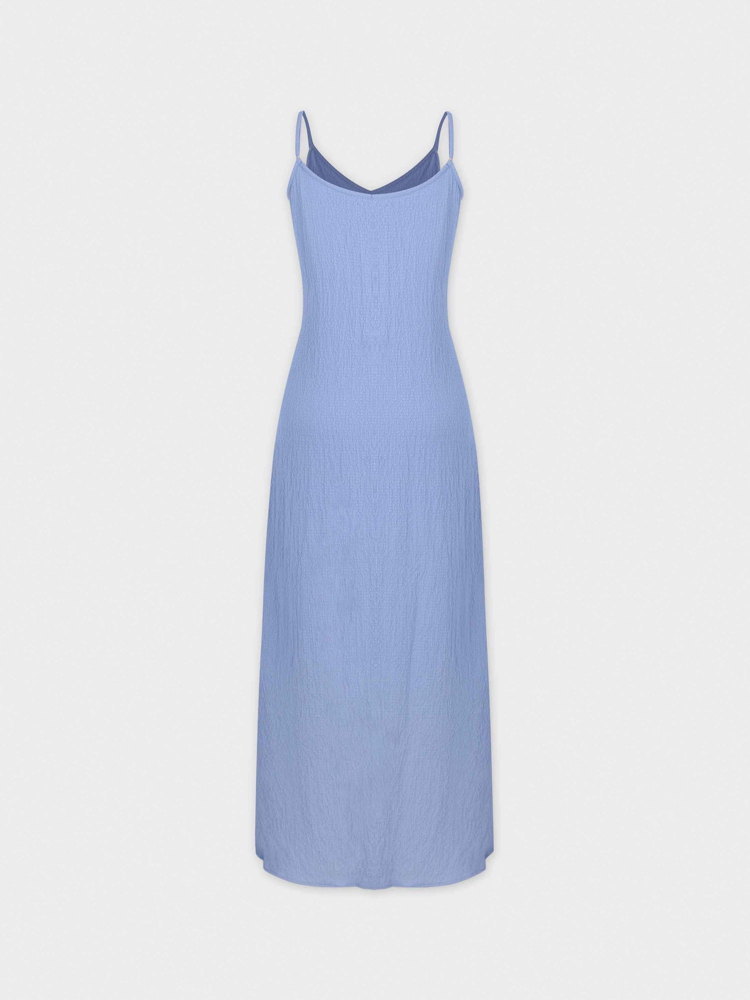 Textured Slip Dress-Denim Blue