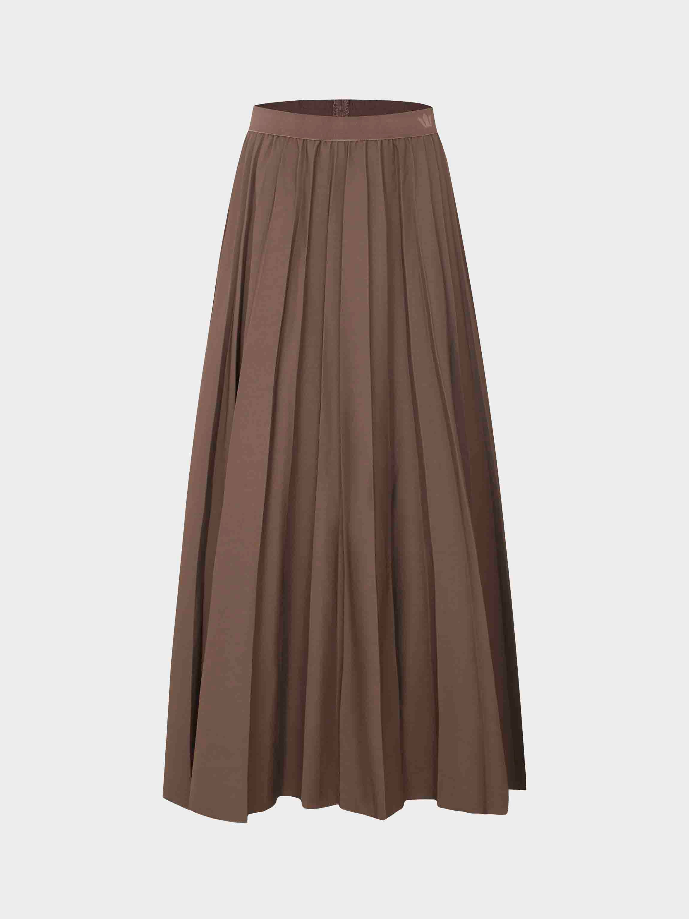 Pleated Skirt 37&quot;-Brown