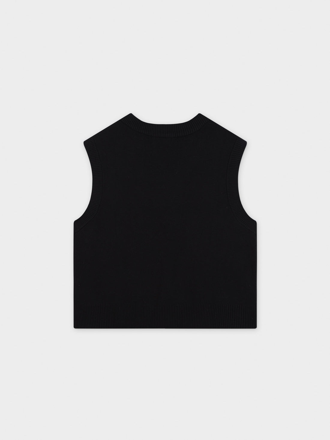 V-Neck Knit Vest-Black