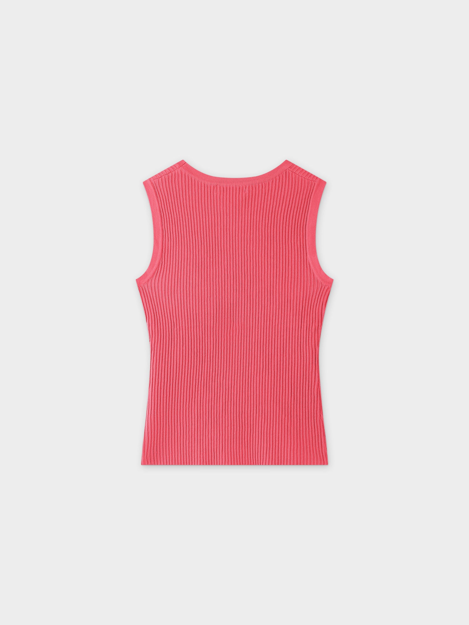 Sleeveless Ribbed Crew-Coral