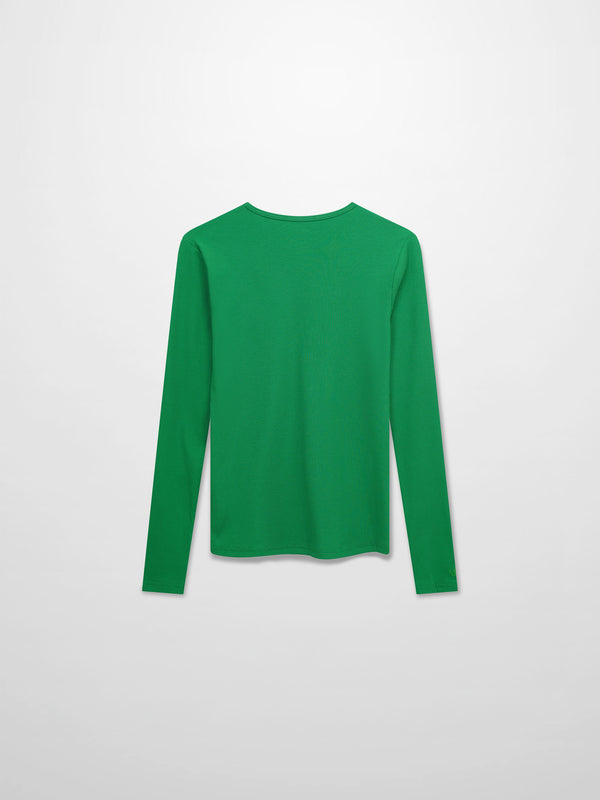 Soft Ribbed High V Tee-Kelly Green