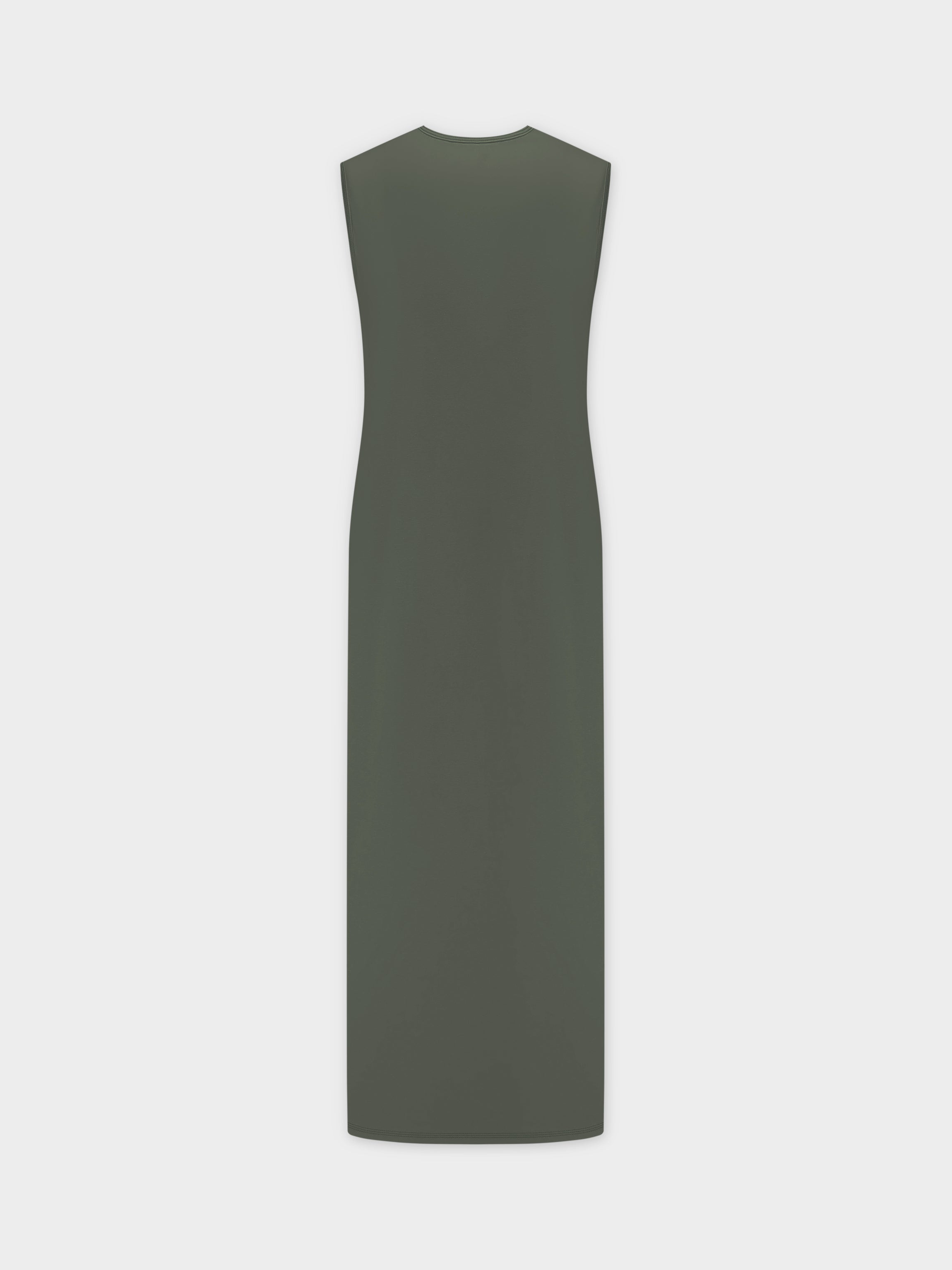 Basic T-Shirt Slip Dress-Olive