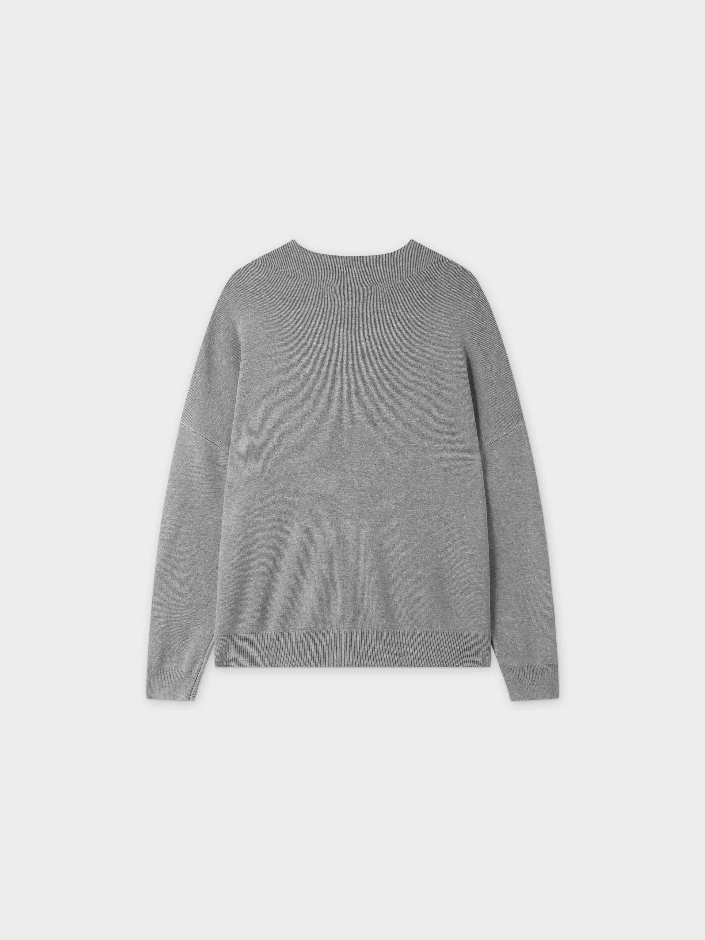 Oversized Soft Knit Sweater-Heathered Grey