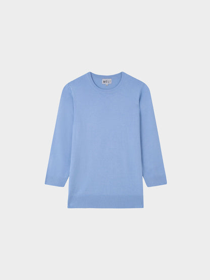 Basic Crew Sweater 3Q-Periwinkle